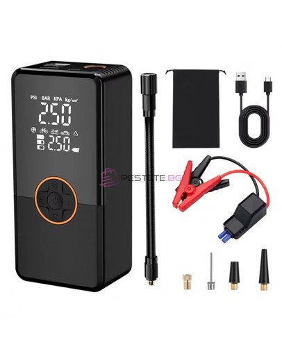 Стартер за кола компресор за гуми USB захранване LED светлина 4в1